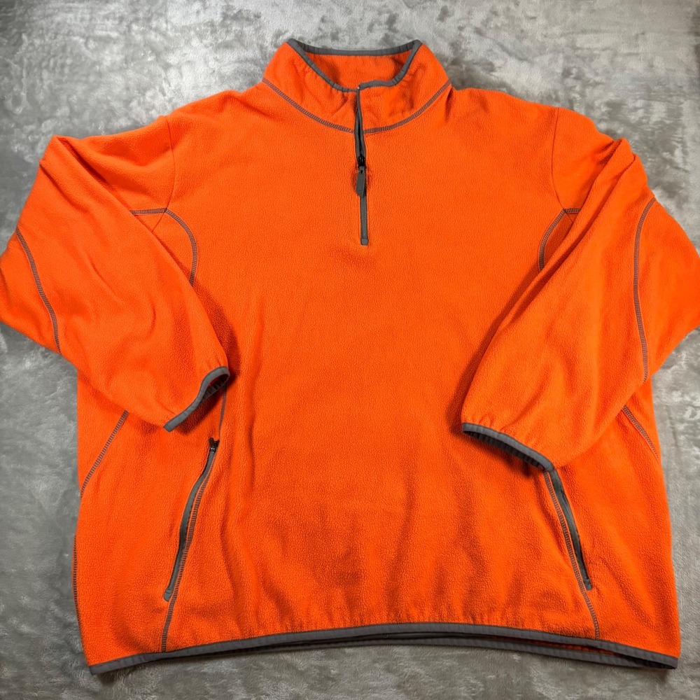 Antigua Mens Orange Fleece Quarter Zip Pullover Jacket 100604 3XL XXXL‎